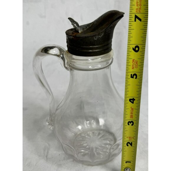 Antique Victorian Glass Pitcher With Ornate Metal Lid & Handle - Picture 11 of 11